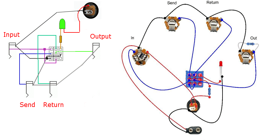 Circuit drawing for a single loop true-bypass box