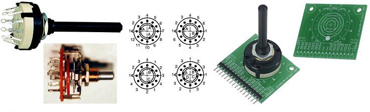 rotary switches with solid shaft and PCB